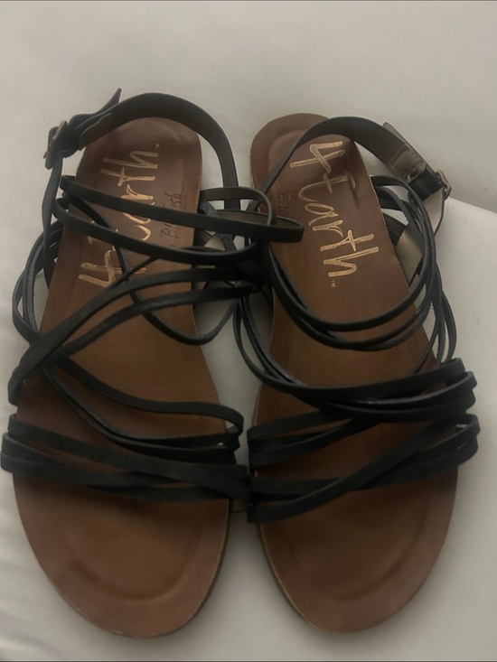 Blowfish Shoes - Blowfish Black Multi-Strap Women's Sandals with Brown Footbed